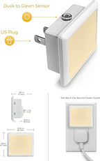 L LOHAS LED Night Lights Plug into Wall, [6-Pack] Plug in Night Light, Dusk-to-Dawn Sensor, 3000K Soft White 0.3W Bright Nightlight Auto-On/Off for Adults Kids Room Bedroom Bathroom Hallway Kitchen