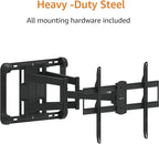 Amazon Basics Heavy Duty Extension Dual Arm, Full Motion Articulating TV Mount for 37" to 80" TVs up to 132 lbs, Fits LED LCD OLED Flat Curved Screens, Black