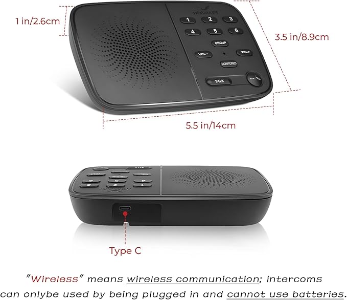 Hosmart UltraSpeak Pro Intercoms Wireless for Home, Two-Way Real-time Intercom Full Duplex Wireless Intercom System for Home Use, Clear Sound House Intercom System for Business with 1200 Feet Range