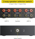 PROZOR 2(1)-in-1(2)-Out Amp Amplifier Speaker Switcher Selector, 2-Way Speaker switcher selector Box with A/B Switch and No External Power