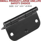 TDCHINGES 30 Pack Rounded Matte Black Door Hinges 3.5 Inch 5/8" Radius Interior 3 1/2 Inch Flat Iron Bifold Easy Installation Standard Hinge No Squeak,Bedroom Indoor for Doors 3 ½" Hardware Controls