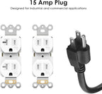 JUNNUJ Heavy Duty 20 Amp Surge Protector 4800J, Garage Metal 8 Outlets 12 Gauge, High Amp 5-15P Adapter Shop 6-20R T-Slot Industrial Outlet, 10 FT Extension Cord Commercial for Appliance, Grey