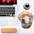 Ergonomic Mouse Pad with Wrist Support,Mouse Pad with Wrist Rest and Coaster Set,Office Supplies Non-Slip Mouse Pads for Desk, Non-Slip Comfortable,Cute Cat