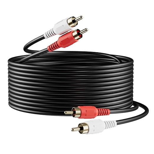 Sjorks RCA Cable 20ft,2RCA Male to 2RCA Male,Audio Stereo Subwoofer Cable [Hi-Fi Sound] Auxiliary Audio Cord for Home Theater, HDTV, Amplifiers, Hi-Fi Systems,Speakers and etc