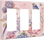 Bvtewkhz Floral Birds Morris 3 Gang Triple Rocker Decorative Outlet Covers Light Switch Plate Electrical Receptacle Switchplate For Bathroom Kitchen Bedroom