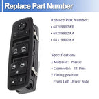 68289802AA Master Power Window Switch Front Left Driver Side Fits for 2016-2023 Dodge Durango 2016-2021 Grand Cherokee Replace 68289802AB, 68319802AA