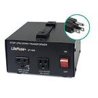 LiteFuze 1000W Step-Up/Step-Down Transformer with Dual Sockets - Premium Copper Coil, Noise Reduction, and Circuit Breaker Protection (JP-1000)