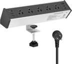 Tecmojo Desk Clamp Power Strip 5 Outlet with 2 USB A and 4 USB C Ports, 6 ft Cord, Desk Outlet Station Fit 1.6" Tabletop Edge,Over Loading Protection,ETL Listed,Black