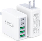 [2-Pack] 50W USB C Wall Charger Block,5-Port Type C Fast Charging Brick Cube Dual PD Power Adapter&QC Multiport Wall Plug Adapter for iPhone 16 15 Pro Max,AirPods 4,iPad,Samsung,Watch10,Ultra2