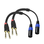 Jozzai 2Pack 6.35mm Dual TRS to XLR Male Cable for Microphone, Mixer, Amplifier, 1.5 FT, 1/4 TRS to XLR Audio Cable, Y Splitter Patch Cord, 3-Pinxlr to Dual 1/4 Male Converter Adapter Cable