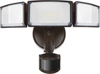 LUTEC 72W 7500LM LED Security Lights Motion Sensor Light Outdoor, 5000K Daylight, IP65 Waterproof, Dusk to Dawn, 3-Head Motion Detected Flood Light for Garage, Yard, Porch(Brown)