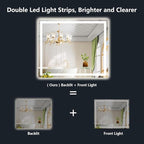 YEELAIT 44x32 Inch LED Bathroom Mirror with Lights Front and Backlit Lighted Vanity Mirror for Bathroom Wall with 3 Colors Dimmable Anti-Fog Memory Shatter-Proof IP54 Waterproof Horizontal/Vertical