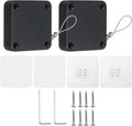 PATIKIL Punch-Free 500g Automatic Sliding Screen Door Closer, Multifunctional Storm Sensor Door Closer with Steel Drawstring for Bedroom Storm Bathroom Study Room, Black 2Pcs