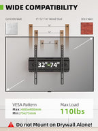 USX MOUNT TV Wall Mount for 32-74 inch Flat Screen/LED/4K up to 110lbs, Full Motion TV Mount Bracket with Swivel & Tilt Articulating Dual Arms, Max VESA 400x400mm, Fits 12/16" Wood Studs