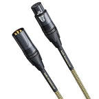 AA AUDIO ACCESSORY Gold Series Star Quad XLR Cables 1.5ft, Neutrik Connectors, 19AWG Microphone Cable, Kevlar-Reinforced Nylon Braided Handmade Mic Cable, 100% Coverage OFC Braid and Al-Foil Shielding