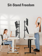 DreamAxis Stable Vertical Dual Monitor Stand, Stacked Monitor Mount for 2 Screens Up to 32 inch, Full Motion Monitor Desk Mount with Swivel, Tilt, Rotation, Holds 17.6 lbs Each, Max VESA 100x100mm