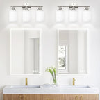 Guliaofo 3-Light Bathroom Light Fixtures, Vanity Lights for Mirror with Textured Milky White Glass Shade, Modern Kitchen Light Fixtures Wall Sconce Light - E26 Base - Brushed Nickel