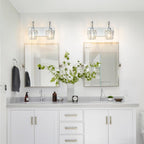 FDPBY Modern Bathroom Vanity Light, 2-Light Chrome Wall Sconce with Crystal Accents, Over Mirror Bathroom Lighting Fixture, 13.77" Long Dimmable Vanity Lamp for Makeup, Easy Installation