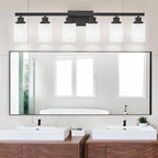DIKAIDA 6-Light Black Vanity Lights, 38'' Modern Bathroom Vanity Lighting Fixtures for Mirror, Matte Bathroom Lighting Fixtures, Black Wall Sconces for Bedroom Living Room