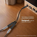 ICESPRING 1/4" 6.35mm Stereo Plug/Male to Dual 1/4" 6.35mm Jack/Female Splitter Adapter Cable Converter 0.6 feet