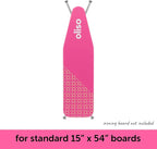 Oliso Ironing Board Cover, Durable 100% Cotton Lined with Professional Grade Felt pad - Fits Standard 54” x 15" Boards, a Wide Elastic Edge, Two Adjustable Straps for Secure Fit (Raspberry)