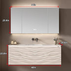 40IN Bathroom Vanity - Smart Defogging Mirror Cabinet | Waterproofing Technology & Wave Shaped Door Panel, Floating Bathroom Vanities with Large Storage Space (Mirror Cabinet)