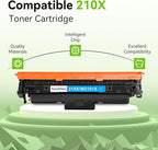 swiss toner 210X Toner Cartridges 4 Pack with Chip Compatible for HP 210X 210A Toner Replacement for HP Color LaserJet Pro MFP 4301fdw 4301fdn 4201dw Pro 4201dn 4201dw W2100A W2100X High Yield (BCMY)