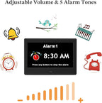 2025 NEW, Digital Clocks, 7'' Dementia Clock with Date and Time for Elderly, Auto-Dimming, 12 Reminders & 6 Alarms, Button & Remote Control, Auto DST, Digital Calendar for Seniors Large Display