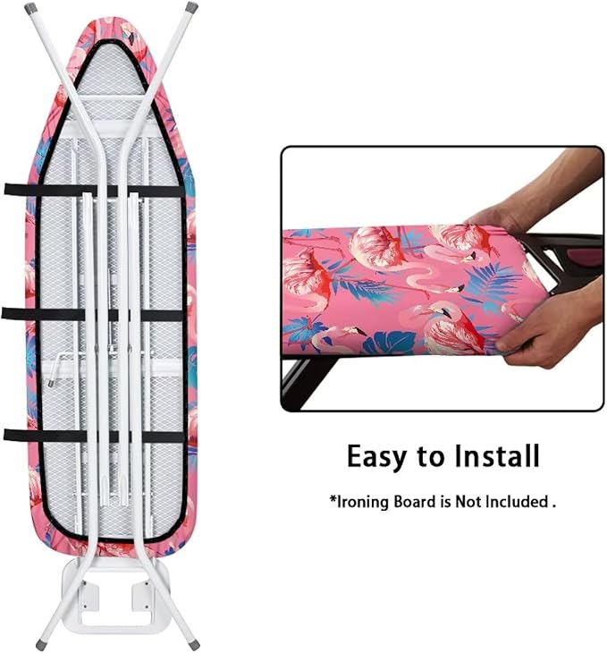 ZCFYGDX Flamingo Palm Leaf Print Ironing Board Covers (15 x 48 in) Hook & Loop Elastic Edge Easy to Install, Scorch Resistant,Lightweight & Breathable Anti-Slip & Wear-Resistant Home Size-L