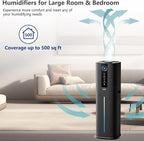 9L Smart Humidifiers for Bedroom Large Room, 2.3Gal Cool Mist Top Fill Diffuser App & Remote Control, 3 Mist Modes, Quiet Humidifier for Home Office Plant (Black)