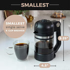 VINCI Micro Café Smallest Single-Serve Coffee Brewer | Compatible with Keurig K-Cups, K-Pods | Glass Carafe | Enclosed Brewing for Hotter Coffee | Large Capacity Reusable Filter Cup Included (Black)