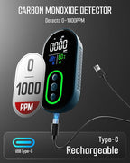 GasDoc DS-399 Portable Carbon Monoxide Detector, 168H Standby, Rechargeable 3-in-1 CO Detector with Audible & Visual Alerts for Travel & Camping, CO Meter for Home, Car & Tent