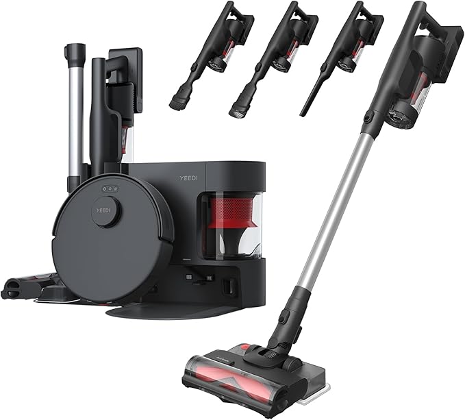 Yeedi C12 Combo Cordless Stick Vacuum & Robot & Mopping, All-in-one Cleaning Combot, with Dual Auto Self-Emptying, 10000Pa Suction & Lightweight, ZeroTangle Brush for Hard Floor, Carpet & Pet Hair
