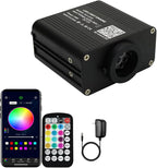 AZIMOM Small Size 16W Twinkle& Sound Activated Fiber Optic Light Source RGBW Light Box Engine Diver APP/Remote Control Music Sensor Mode for Car Home Star Ceiling Light Effect Decoration