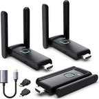 YUYUNLOMN Wireless HDMI 2 Receivers and Transmitter,Up to 6 RXs,No Hot,Plug and Play,2.4/5.8GHz Wirelessly Stream to Multiple Screen,50M/165FT,Wireless HDMI Adapter for TV/DSLR Camera/Projector/Laptop
