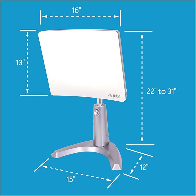 Carex Day-Light Classic Plus Sunlight Therapy Lamp - 10000 LUX Therapy Lamp at 12 Inches, LED Bright White Light with Adjustable Height and Brightness Levels for Mood, White