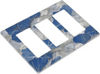 Bvtewkhz Abstract Blue Marble Plant Leaves 3 Gang Triple Rocker Decorative Light Switch Covers Electrical Faceplate Switch Plates for Bathroom Kitchen Home