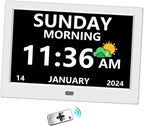 LXBYJKJ 10 Inch Digital Clock with Day and Date for Elderly Alzheimer's Clock Customizable Alarms 3 Display Modes Large Font Alarm Clock for Seniors Auto DST