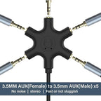sovunis Multi Headphone Audio Splitter, 5-Way 3.5mm Jack Stereo Headset Adapter to Connect Up to 5 Devices for Mixing, Shared Experiences - for iPhone, iPad & More
