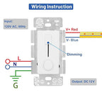 Dimmer Switch and LED Driver Single Integrated Unit, 120V AC to 12V DC, 60Watt Wall Dimmer Switch, Driver and dimmer Switch 2 in 1, for Most Single Color 12V LED Strip Light, 1 Pack