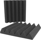 Foam Factory Inc 24 Pack Color Acoustic Foam Panel Studio Soundproofing Wedge Wall Tiles 12” X 12” X 2” (Charcoal)