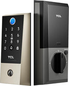 TCL D2 Plus Fingerprint Smart Lock, Wi-Fi Keyless Entry Door Lock, IP55 Weatherproof, Built-in Doorbell, Auto Lock, Easy Install, Brushed Nickel