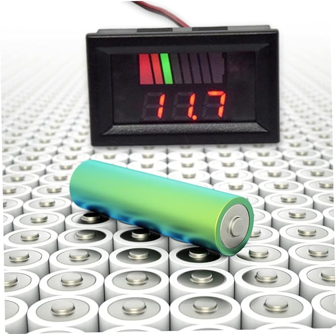 Battery Charge Level Indicator Universal Car Battery Capacity Meter Tester Checker 12V-60V Red Car Battery Tester Motorcycle Battery Checker Battery Fuel Gauge Indicator Battery Capacity Meter Tester