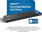 OREI 4K 1x8 HDMI Extender Splitter Multiple Over CAT 6/7 Cable with EDID management - 4K@30Hz upto 165ft and 1080p@60Hz upto 230ft- Loop Out