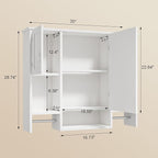 VECELO Bathroom Wall Cabinet with Mirror, Wall Mounted Medicine Cabinet with Open Shelves, 2 Towels Bars for Bathroom Laundry Room Kitchen