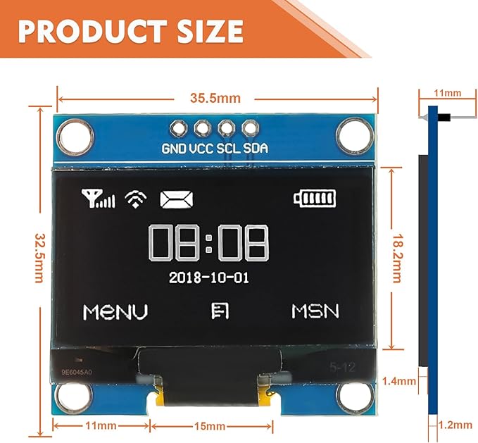JAMHER 1.3 Inch I2C IIC OLED Display Module 128x64 Pixel Mini Self-Luminous Display Screen Board for Arduino Projects Raspberry Pi with Wire(1Pack White)