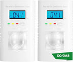 Combination Gas and Carbon Monoxide Detector Plug-in | CO Alarm & Natural Gas Combustible Detector | Digital Display, Battery Backup, Easy Install | for Home Kitchen Safety Monitoring 2-Pack
