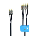 1.5ft Sound Channel swicher 2 female to 4 male RCA Switch Selector 2 in 1 Out R/L Stereo Audio 1 in 2 Out Stereo Audio Splitter with Mute Button No External Power Required CD Speaker dvd Player