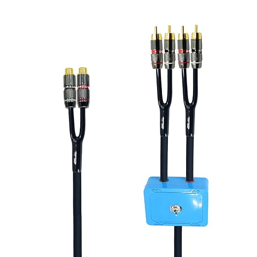 25ft Sound Channel swicher 2 Female to 4 Male RCA Switch Selector 2 in 1 Out R/L Stereo Audio 1 in 2 Out Stereo Audio Splitter with Mute Button No External Power Required CD Speaker DVD Player