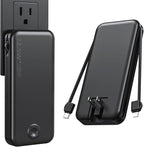 Nusyddy 22.5W Super Fast Charging Portable Charger with Wall Plug,12000mAh USB-C Power Bank Built-in 2 Cable, Lightweight Phone Charger Travel Battery Pack for All iPhone, Samsung, Tablets